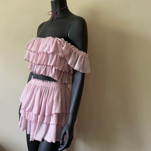 Pink Ruffled Women's Shorts - Picture 8 of 12